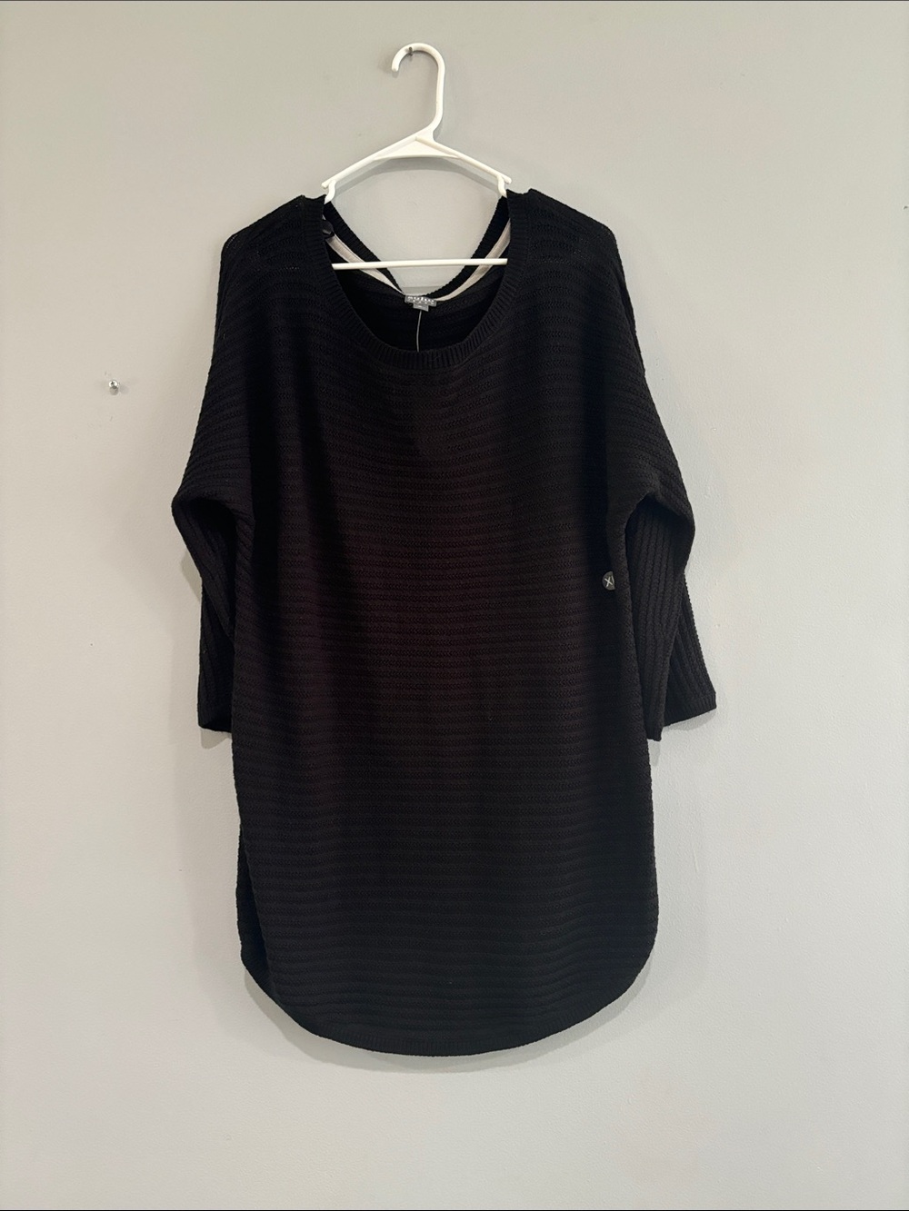 Soho Black Ribbed Crewneck Sweater